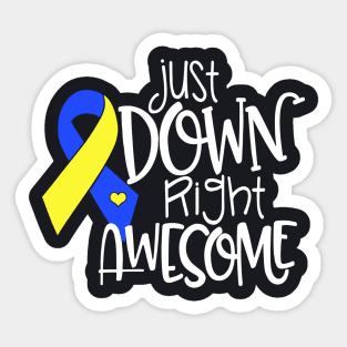 Just Down Right Awesome Down Syndrome Awareness T Shirts Sticker